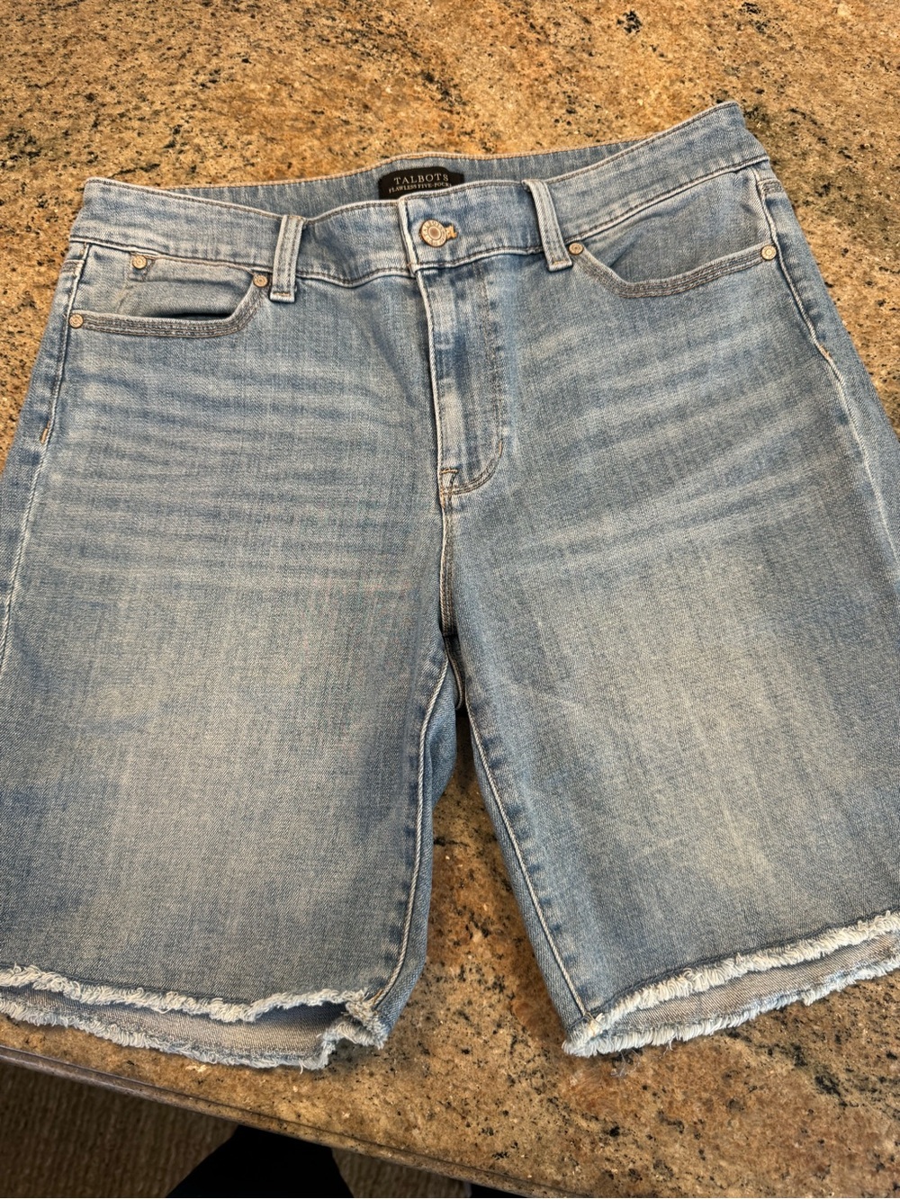 Talbots Denim  Shorts with Frayed Trim “FlawlessFive Pocket” (12) spotless